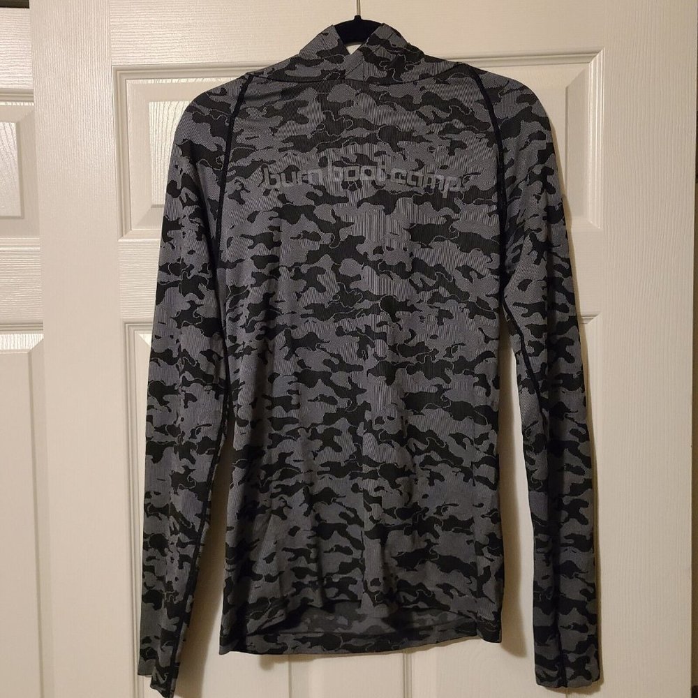 Burn Boot Camp Mens Hoodie Long Sleeve Hooded Weave Top Black Gray Small